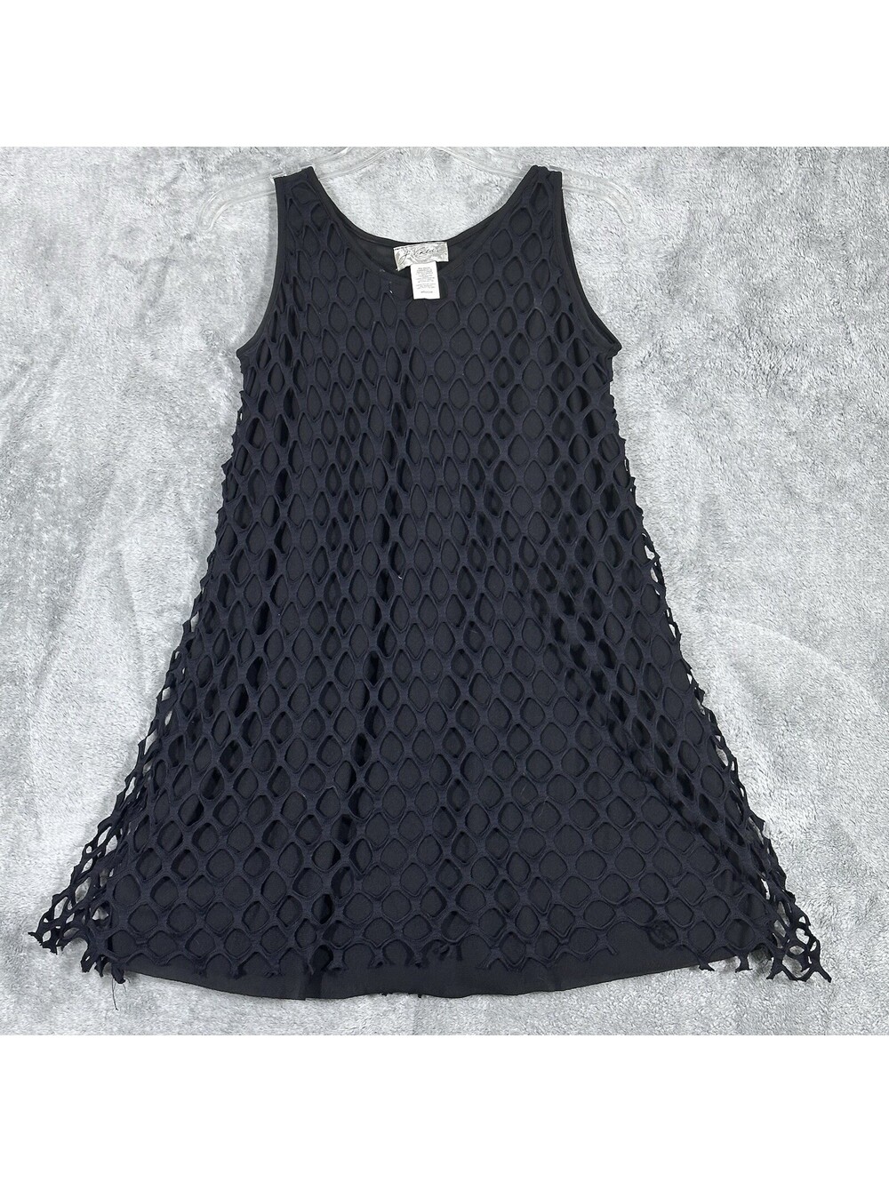 J. Valdi Women's Size Medium Sleeveless Black Laser Cut Accent Shift Mini Dress